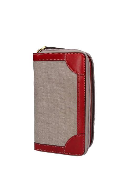 AUSTER Portafoglio grande zip around naturale/rosso ribes abb. oro - Portafogli Donna