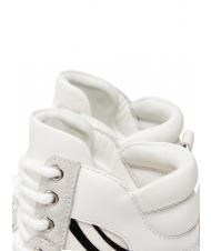TWINSET Sneaker alta in pelle con inserti zebrati  bianco/furry zebra - Scarpe Donna - 5
