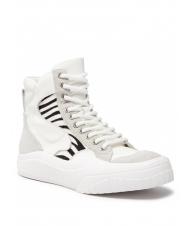 TWINSET Sneaker alta in pelle con inserti zebrati  bianco/furry zebra - Scarpe Donna - 3