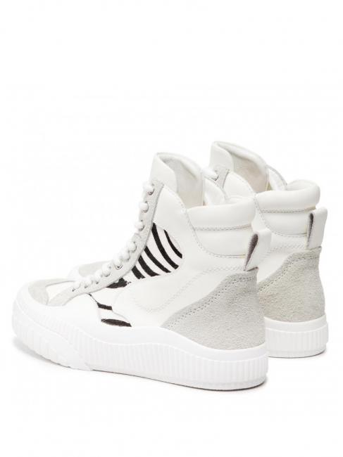 Sneaker alta in pelle con inserti zebrati  bianco/furry zebra - Scarpe Donna