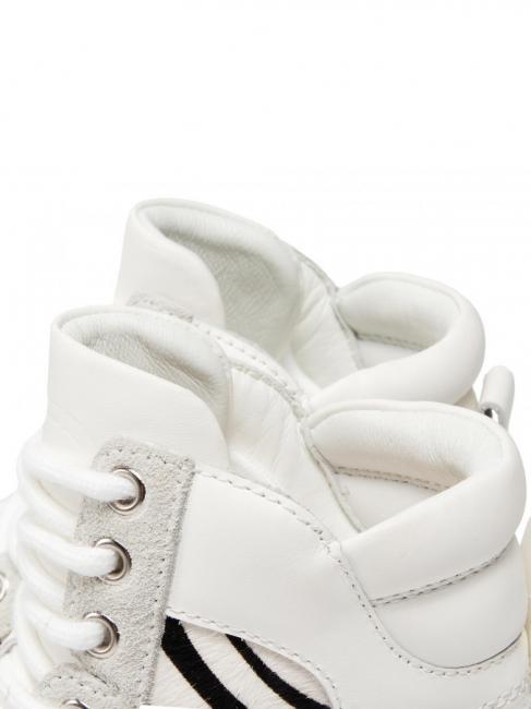 Sneaker alta in pelle con inserti zebrati  bianco/furry zebra - Scarpe Donna