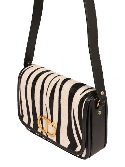 Borsa a tracolla in pelle stampa zebra  furry zebra neve/nero - Borse Donna
