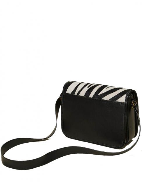 Borsa a tracolla in pelle stampa zebra  furry zebra neve/nero - Borse Donna