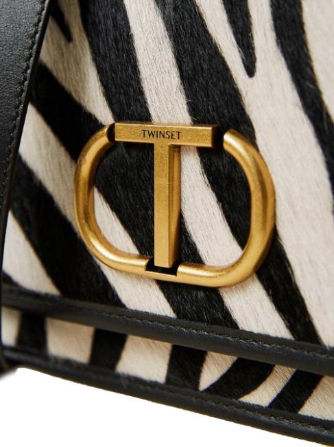 Borsa a tracolla in pelle stampa zebra  furry zebra neve/nero - Borse Donna