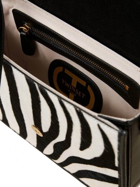 Borsa a tracolla in pelle stampa zebra  furry zebra neve/nero - Borse Donna