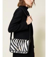 TWINSET Borsa a tracolla in pelle stampa zebra  furry zebra neve/nero - Borse Donna - 6