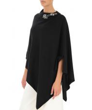 TWINSET Poncho in maglia con ricamo castoni su scollo   nero - Sciarpe - 4