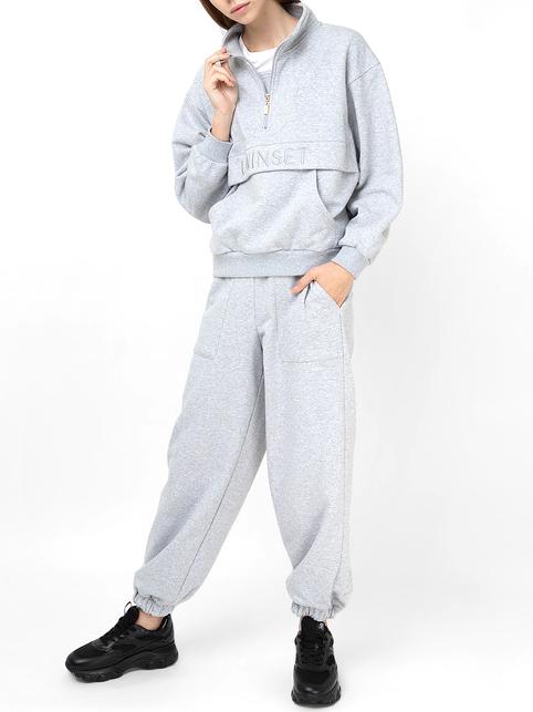 U&B  Completo felpa con ricamo e jogging grigio melange - Tute sportive Donna