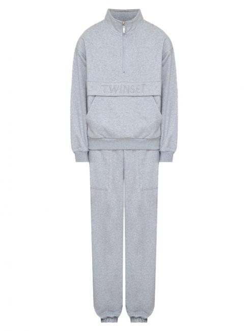 U&B  Completo felpa con ricamo e jogging grigio melange - Tute sportive Donna