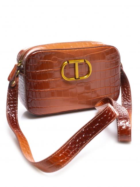 Mini bag a tracolla in pelle stampa coccodrillo  stcocco sfumato tan powder - Borse Donna
