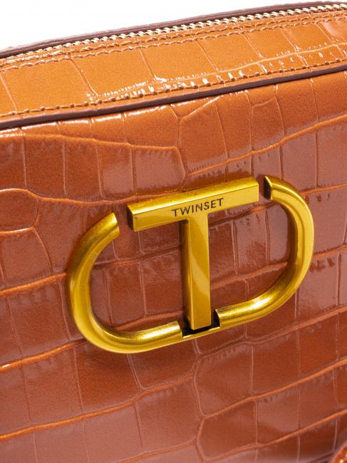 Mini bag a tracolla in pelle stampa coccodrillo  stcocco sfumato tan powder - Borse Donna