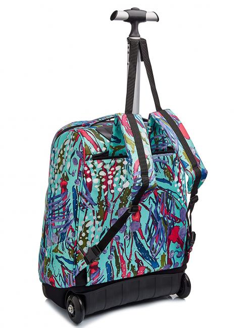BENIN ABSTRACT JUNGLE Zaino trolley abstract jungle aqua - Zaini con carrello