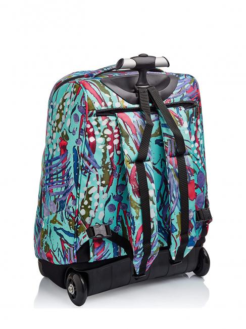 BENIN ABSTRACT JUNGLE Zaino trolley abstract jungle aqua - Zaini con carrello