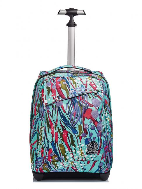 BENIN ABSTRACT JUNGLE Zaino trolley abstract jungle aqua - Zaini con carrello