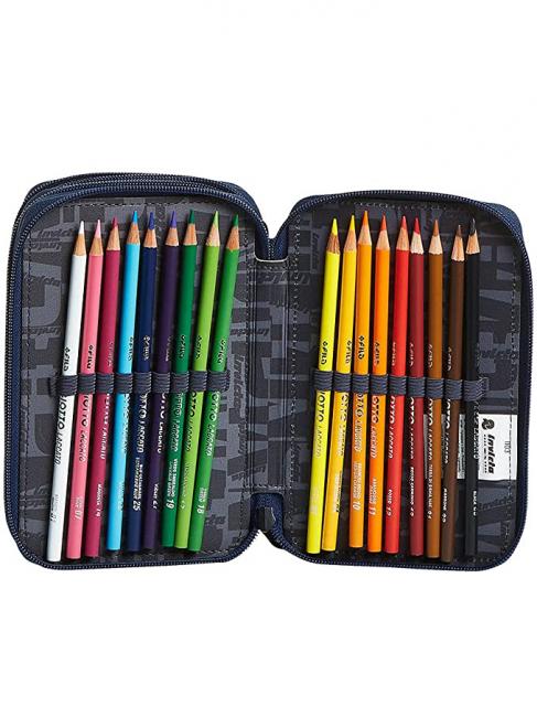 Astuccio 3 zip Kit con tutto per la scuola! gridshadesblue - Astucci e Accessori