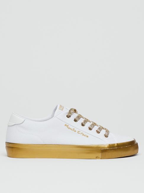 Sneaker low top con lacci glitterati  BIANCO/ORO - Scarpe Donna
