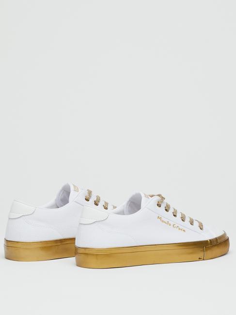 Sneaker low top con lacci glitterati  BIANCO/ORO - Scarpe Donna