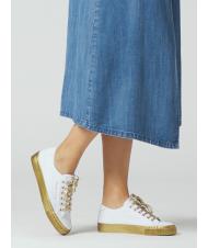 MANILA GRACE Sneaker low top con lacci glitterati  BIANCO/ORO - Scarpe Donna - 4