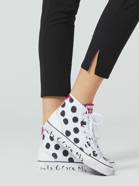 Sneaker high top a pois in canvas  bianco/nero - Scarpe Donna