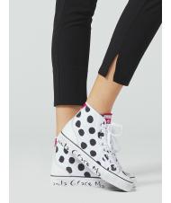 MANILA GRACE Sneaker high top a pois in canvas  bianco/nero - Scarpe Donna - 4