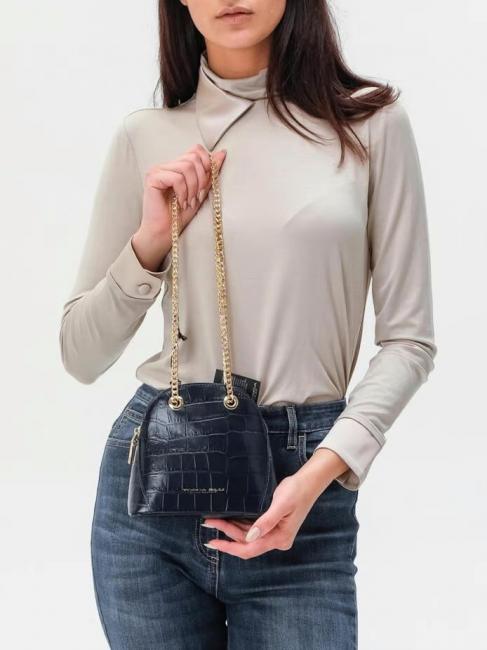 TIC-TAC MIni bag a tracolla in pelle stampa cocco blu - Borse Donna