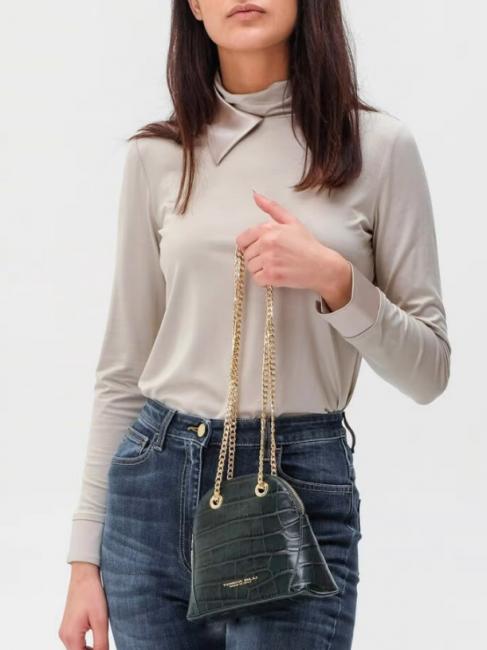 TIC-TAC MIni bag a tracolla in pelle stampa cocco verde - Borse Donna