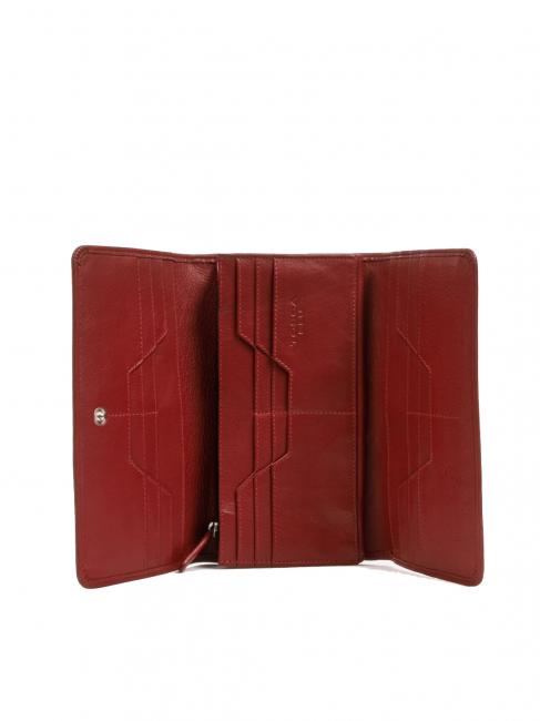 BASIC Portafoglio grande in pelle con pattina rossoscuro - Portafogli Donna