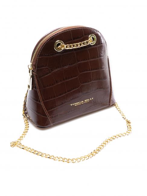 TIC-TAC MIni bag a tracolla in pelle stampa cocco MARRONE - Borse Donna
