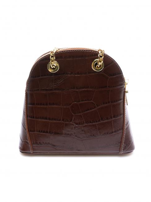 TIC-TAC MIni bag a tracolla in pelle stampa cocco MARRONE - Borse Donna
