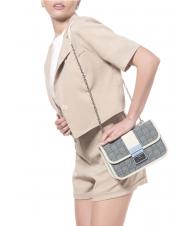 BRACCIALINI MONOGRAM Mini bag a tracolla in tessuto jacquard avio - Borse Donna - 4