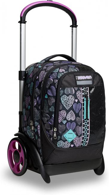 7.1 TYRE Patchyheart Girl Zaino Trolley Sganciabile Nero - Zaini con carrello
