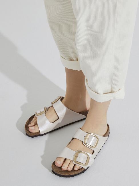 ARIZONA BIG BUCKLE Sandalo ciabatta graceful pearl white - Scarpe Donna
