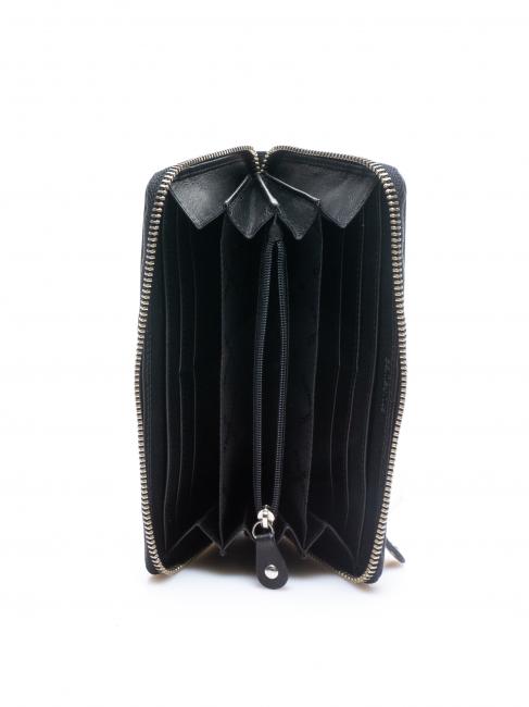 ATTACK LADY Portafoglio grande zip around in pelle NERO - Portafogli Donna
