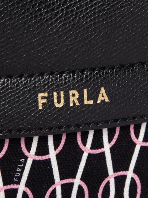 PIPER Zaino in canvas stampa catena e pelle nero+talco+rosa chiaro - Borse Donna