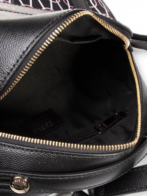 PIPER Zaino in canvas stampa catena e pelle nero+talco+rosa chiaro - Borse Donna