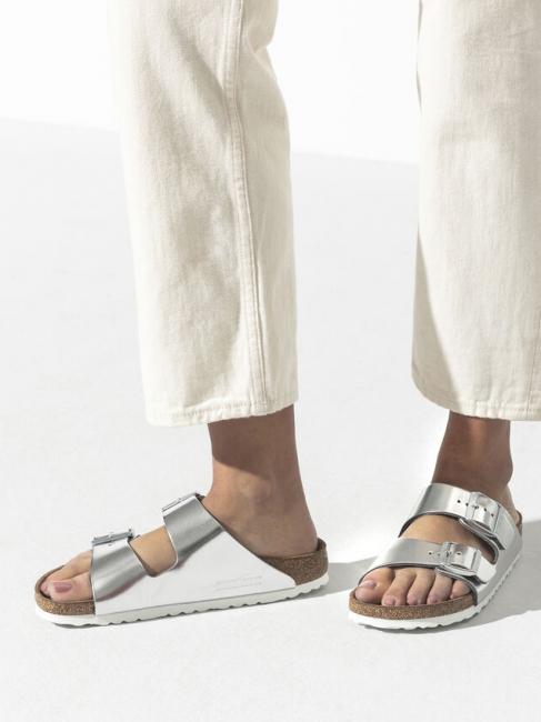 ARIZONA Sandalo ciabatta in pelle metallic silver - Scarpe Donna