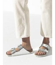 BIRKENSTOCK ARIZONA Sandalo ciabatta in pelle metallic silver - Scarpe Donna - 7