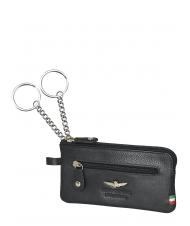 AERONAUTICA MILITARE FLAG Astuccio Portachiavi con zip, in pelle Nero - Portachiavi - 2