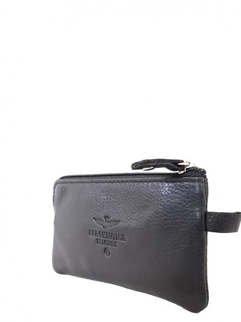 FLAG Astuccio Portachiavi con zip, in pelle Nero - Portachiavi