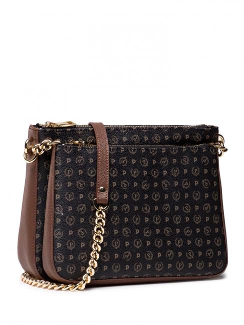 HERITAGE  Borsa tracolla catena nero marrone - Borse Donna