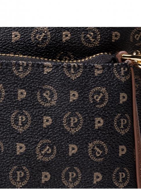 HERITAGE  Borsa tracolla catena nero marrone - Borse Donna