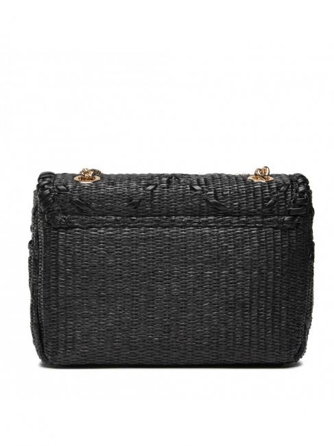 STRAW EMBROIDERY Borsa tracolla piccola con patta nero - Borse Donna