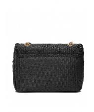 TWINSET STRAW EMBROIDERY Borsa tracolla piccola con patta nero - Borse Donna - 4