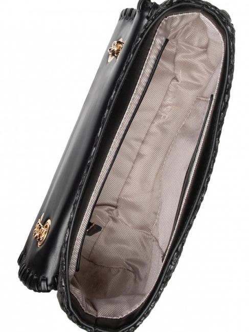 STRAW EMBROIDERY Borsa tracolla piccola con patta nero - Borse Donna