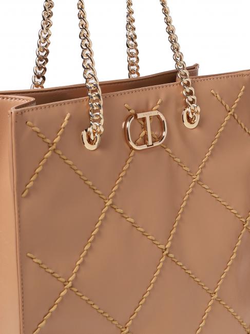 BIG STITCHING Borsa tote verticale trapuntata cuban sand - Borse Donna