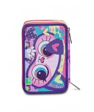 SJGANG ANIMALI FANTASY SJ GIRL Astuccio 3 zip, completo di pennarelli e kit scuola CANDY FUXIA - Astucci e Accessori - 6