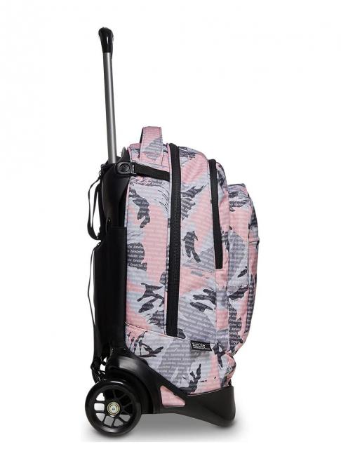 NEW PLUG FANTASY Zaino trolley con carrello sganciabile camou logo pink - Zaini con carrello