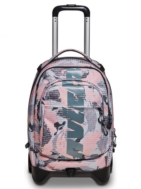 NEW PLUG FANTASY Zaino trolley con carrello sganciabile camou logo pink - Zaini con carrello