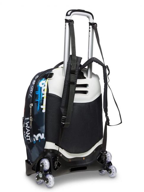 ROCK ON BOY JACK Zaino Trolley sganciabile con ruote triple  Nero - Zaini da lavoro porta PC