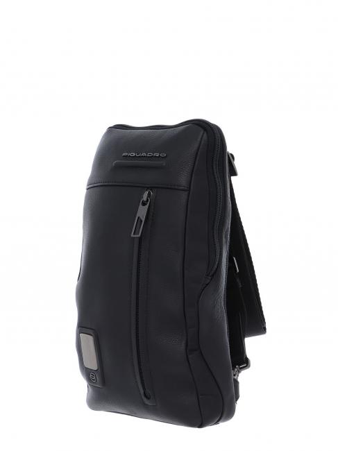 AKRON Monospalla in pelle Nero - Zaini da lavoro porta PC